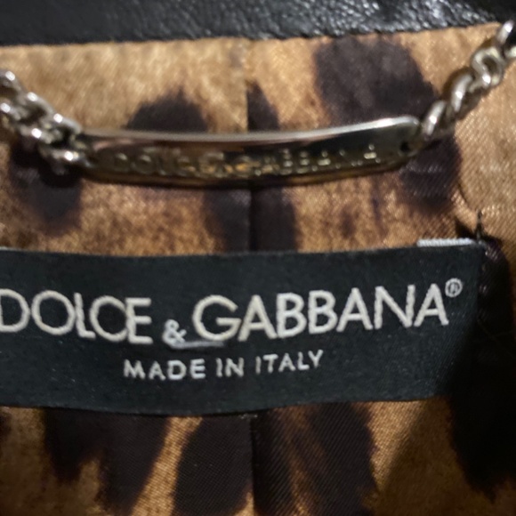 NWOT Authentic Dolce and Gabbana leather biker jacket with leopard lining - Picture 6 of 7